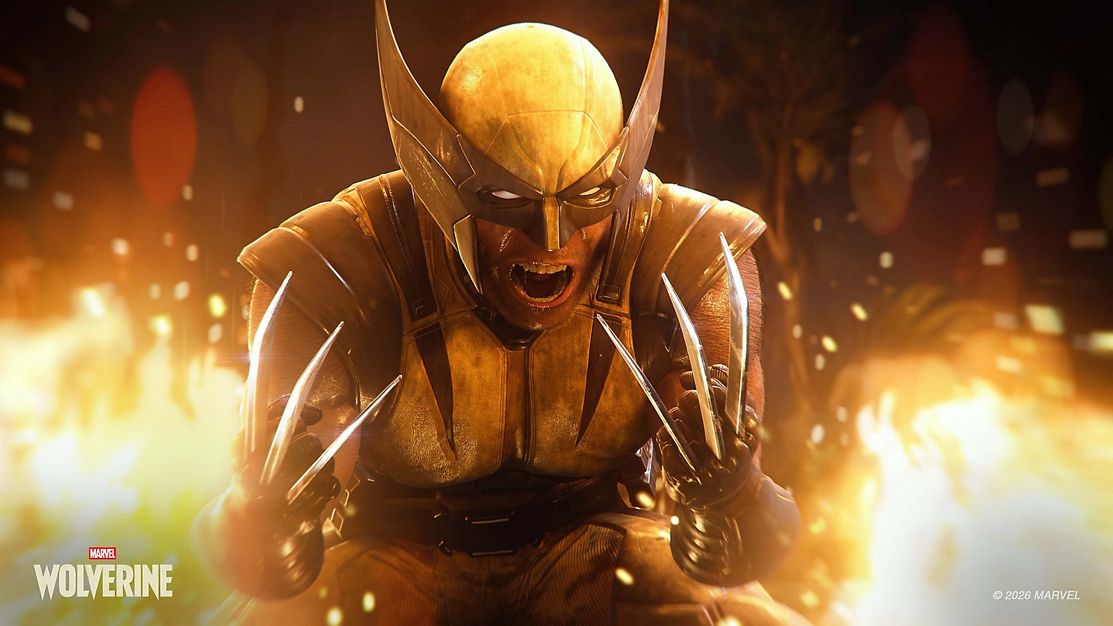 Wolverine reveals his claws amid sparks and flame